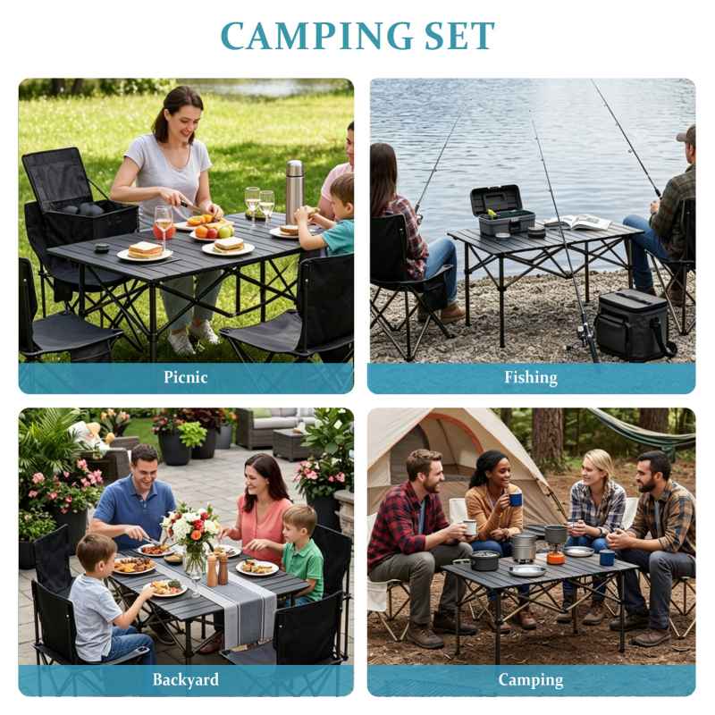 Portable Folding Camping Table with 4 Chairs