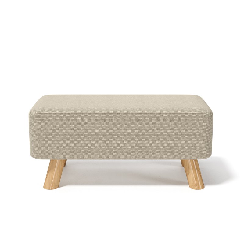 Rectangular Tofu-shaped Footrest with Solid Wooden Legs