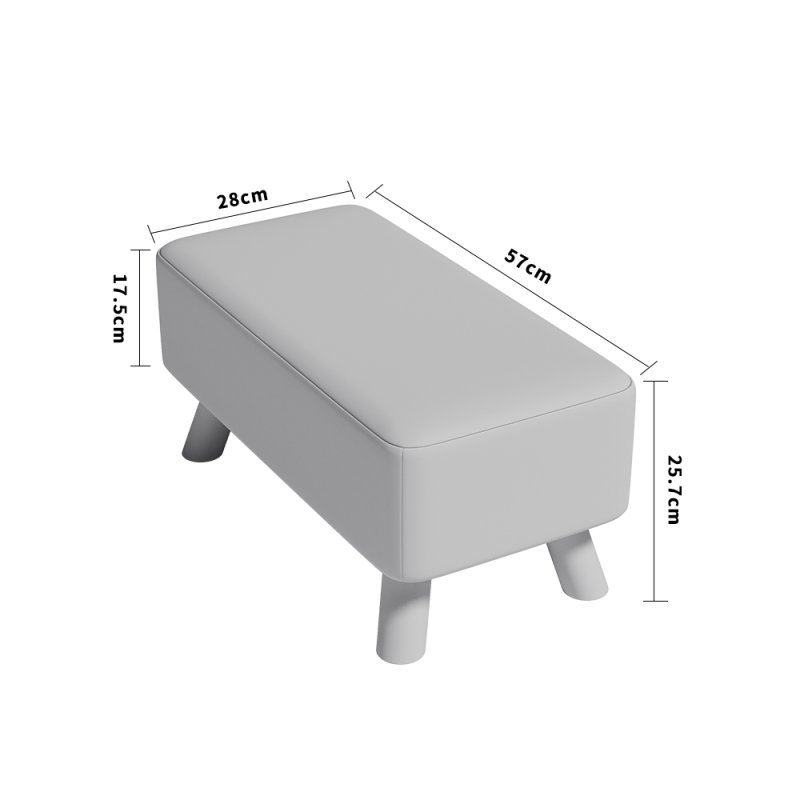 Rectangular Tofu-shaped Footrest with Solid Wooden Legs