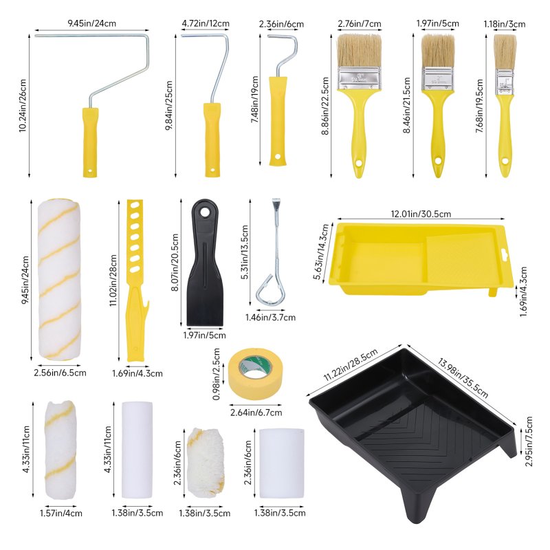 Living and Home 19-Piece Paint Roller & Tray Set