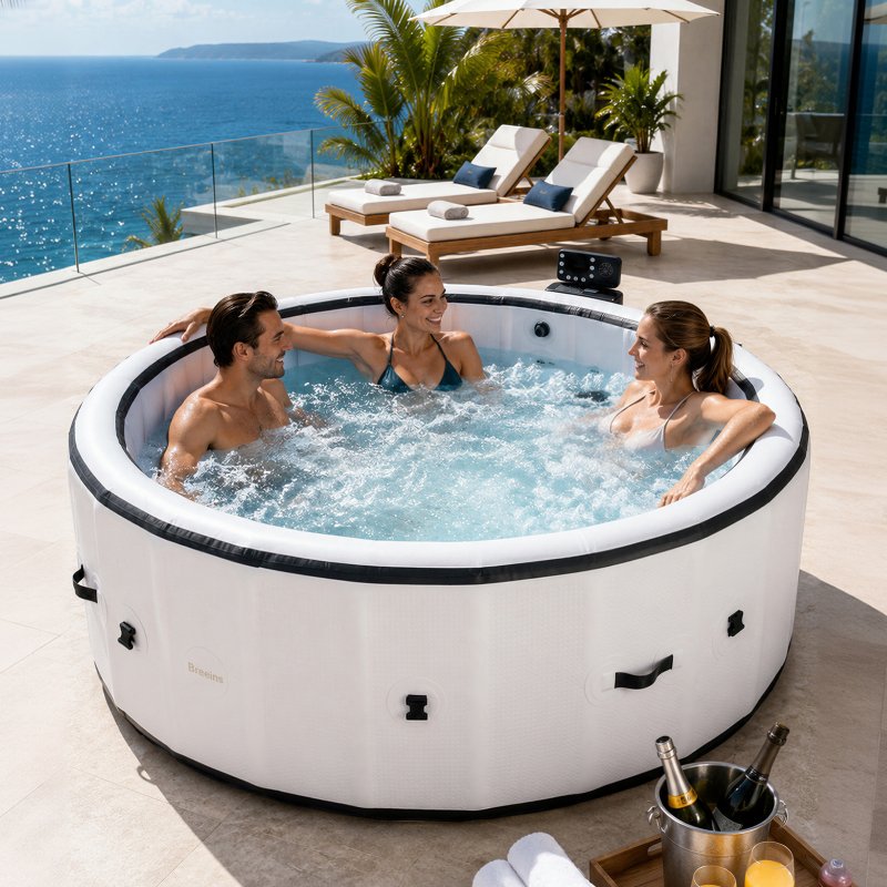 Living and Home Portable Inflatable Hot Tub with 150 Soothing Air Jets