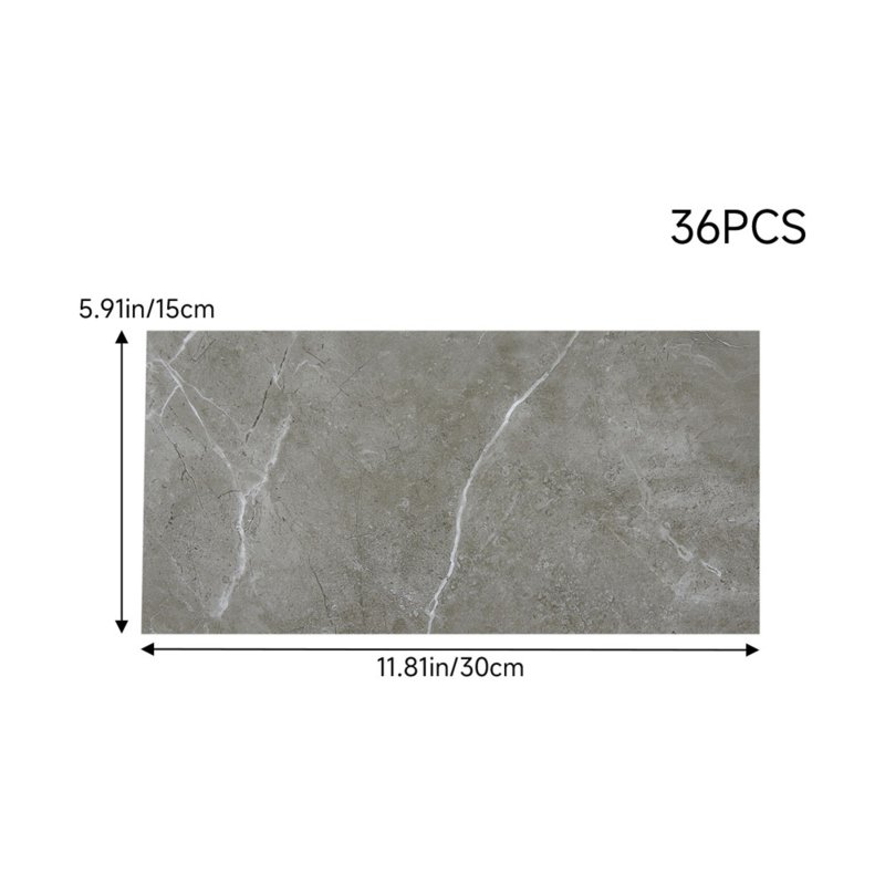 Living and Home 36Pcs Self-Adhesive Flooring Tile Set, 15x30cm, Grey Marble Effect