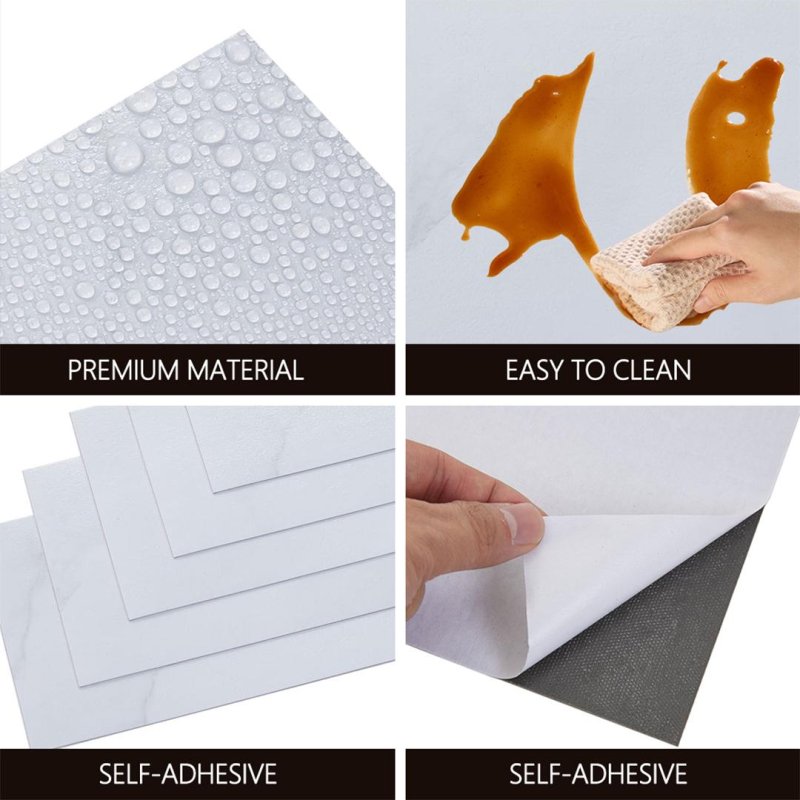 Living and Home 36Pcs Self-Adhesive Flooring Tile Set, 15x30cm, Beige Marble Effect