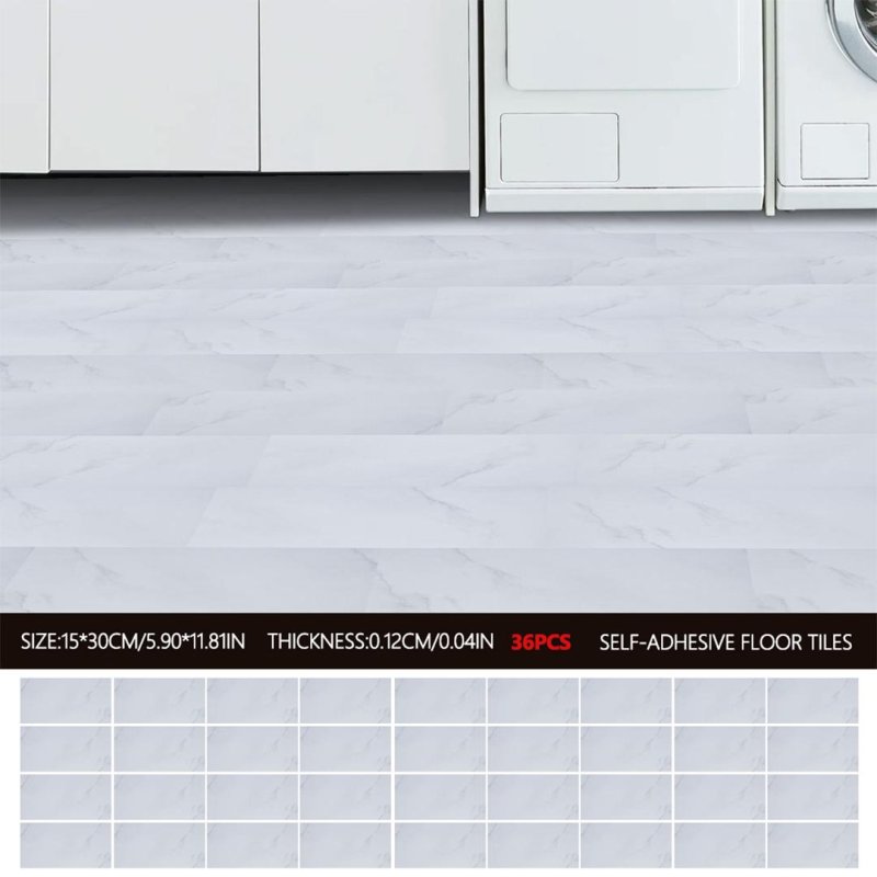 Living and Home 36Pcs Self-Adhesive Flooring Tile Set, 15x30cm, Beige Marble Effect