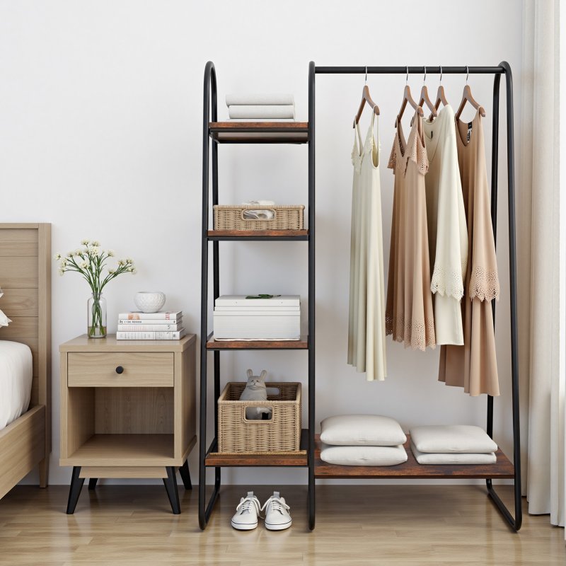 Living and Home Freestanding Clothes Rack with Shelves