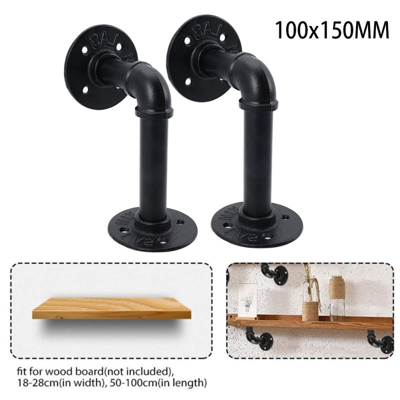 2-Pack Industrial Style Iron Pipe Shelf Brackets