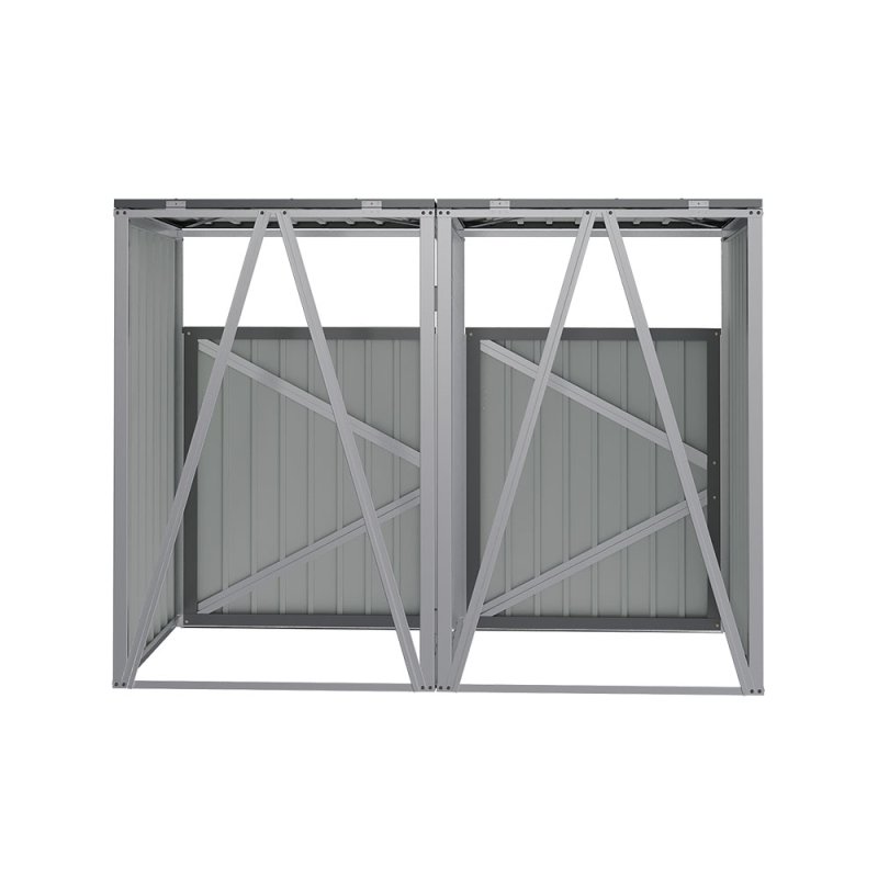 Metal Outdoor Bin Shed for 2 Trash Bins, Charcoal Black