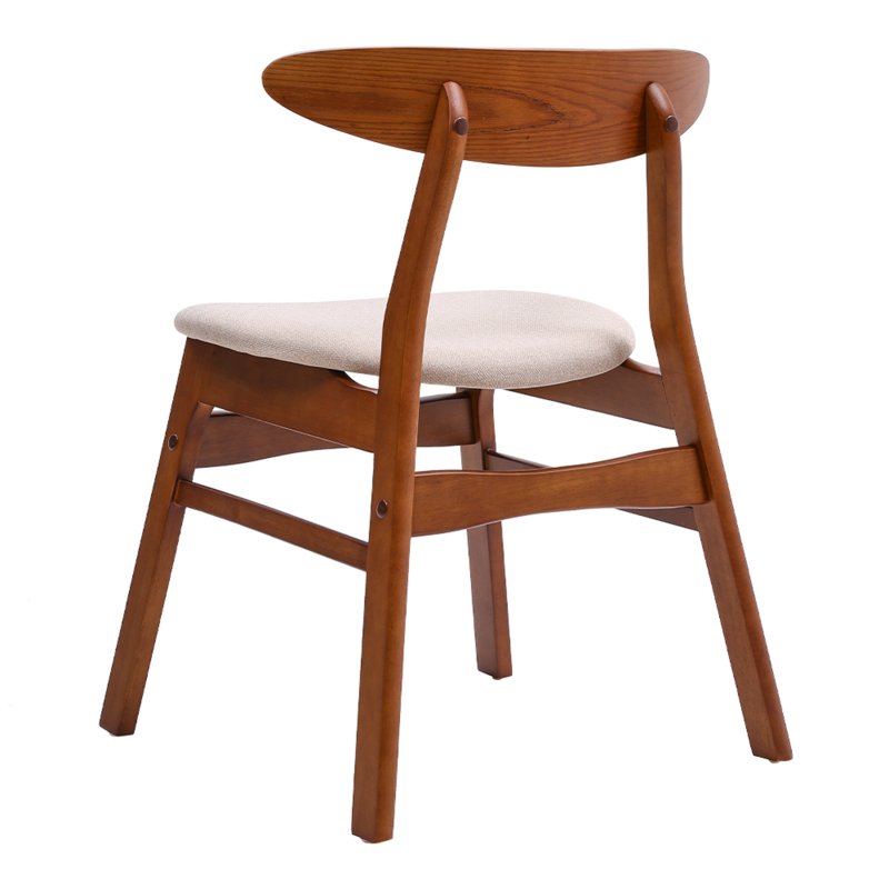 Living and Home 2-Piece Solid Wood Dining Chairs, Beige Upholstered Padded Seat, Curved Backrest Kitchen Side Chairs for Dining Room