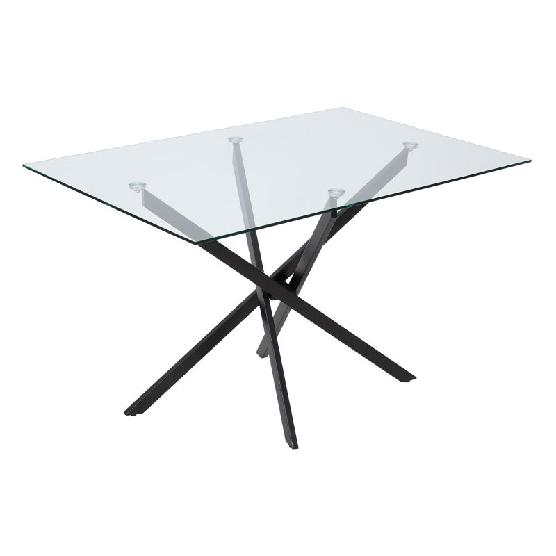 Living and Home 100x60cm Tempered Glass Dining Table with Iron Legs