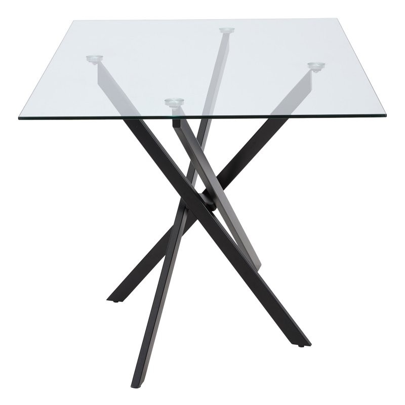 Living and Home 100x60cm Tempered Glass Dining Table with Iron Legs