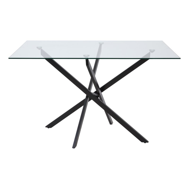 Living and Home 120x80cm Tempered Glass Dining Table with Iron Legs
