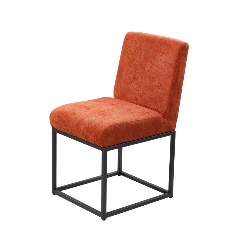 Living and Home Set of 2 Chenille Upholstered Dining Chairs in Orange