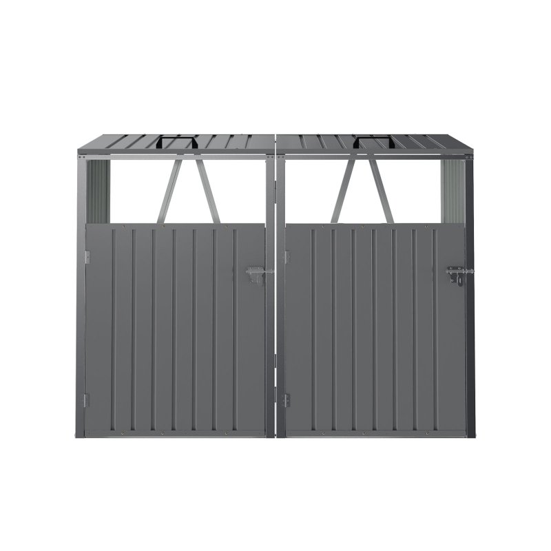 5x4 FT Metal Double Bin Storage Shed, Grey