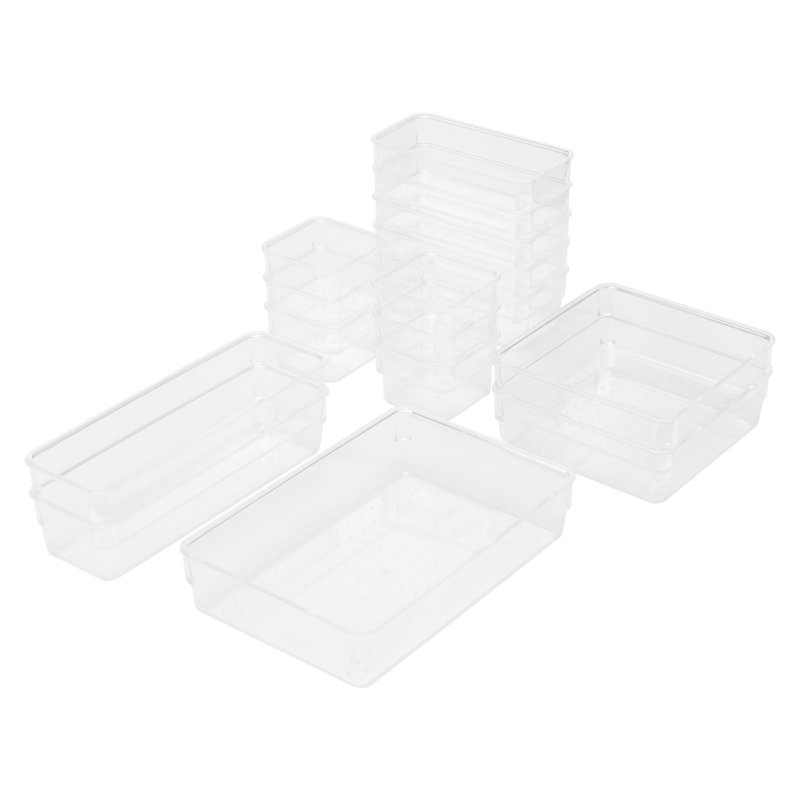 28-Piece Transparent Desktop Organisers