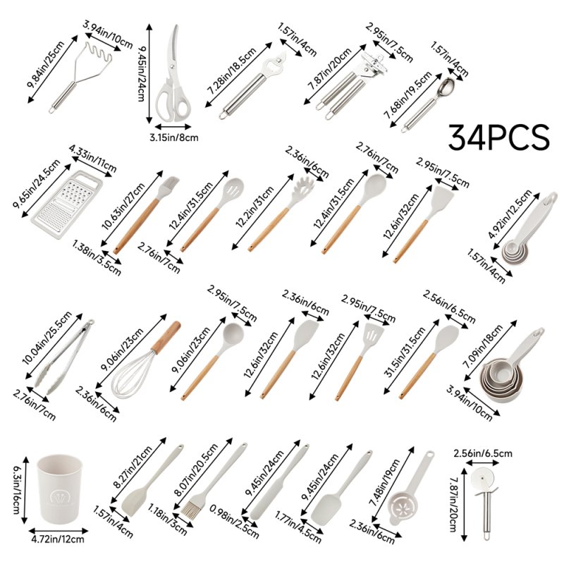 35pcs Silicone Kitchen Cooking Utensils Set
