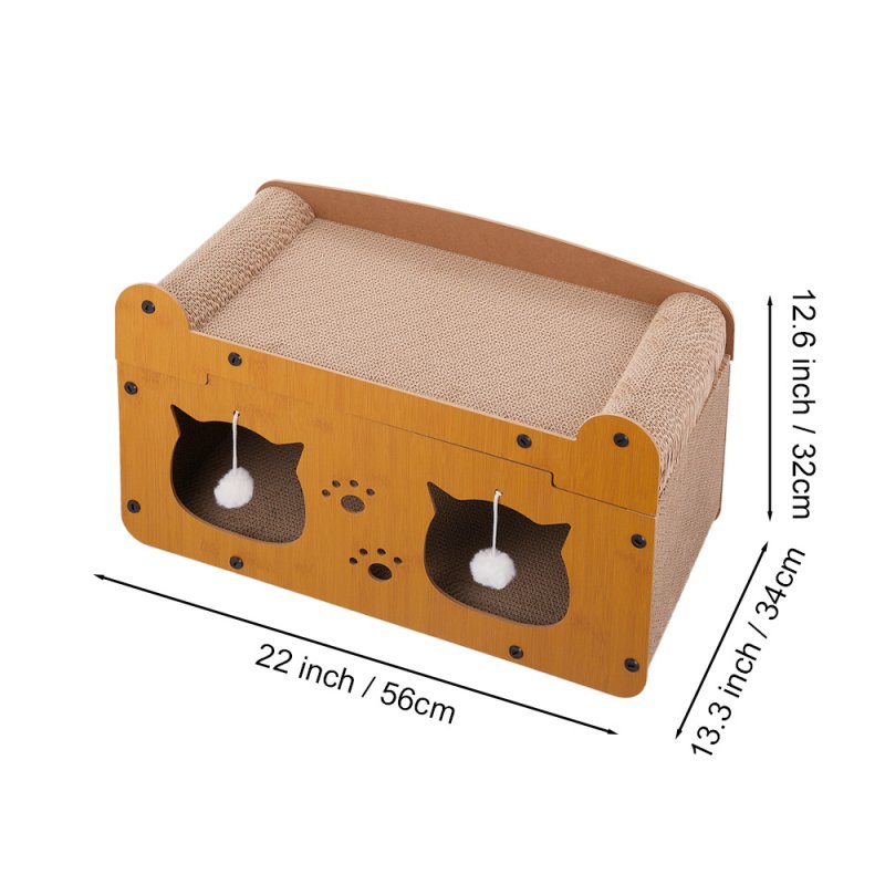 Cat Scratcher House with Hanging Plush Balls for Indoor