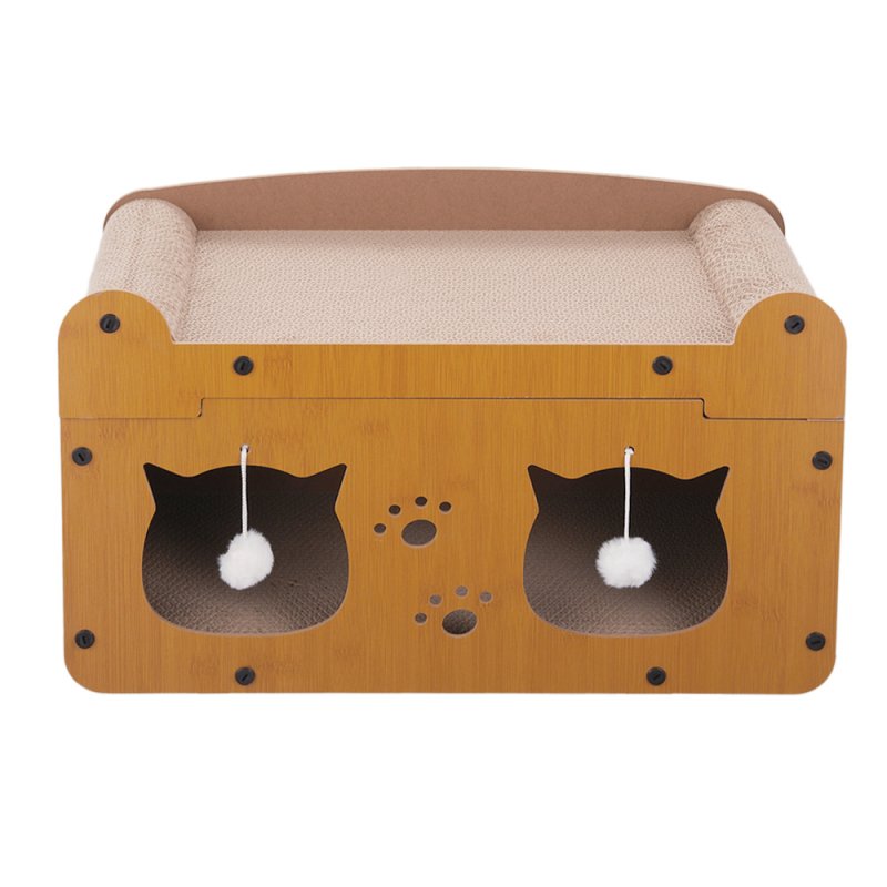 Cat Scratcher House with Hanging Plush Balls for Indoor