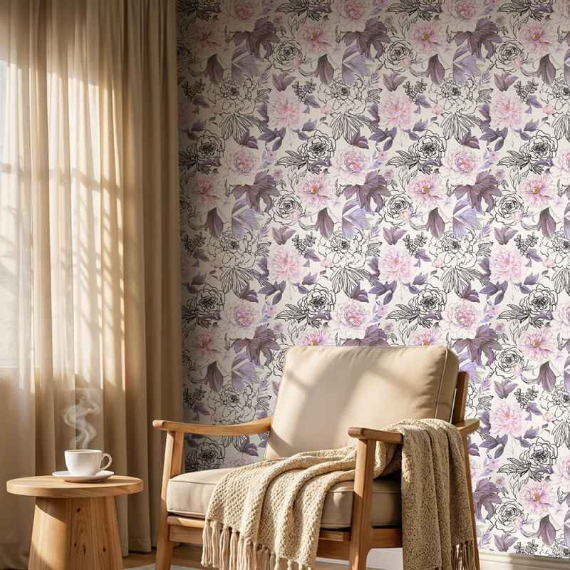 Roll of Self-Adhesive Floral Wallpaper 1000cm x 44cm
