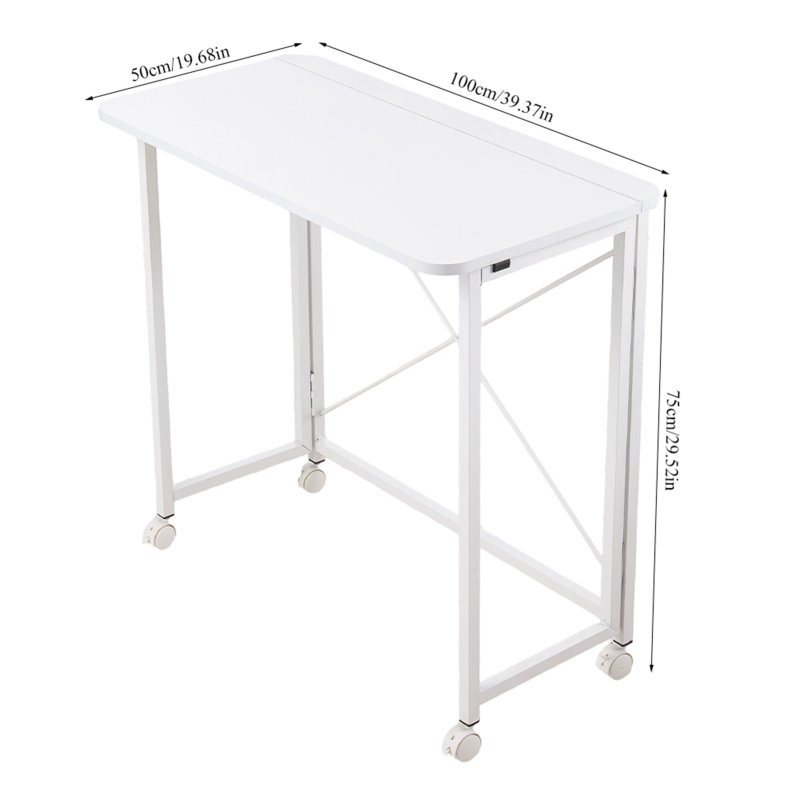 Living and Home 100x50cm Folding Office Desk with Casters