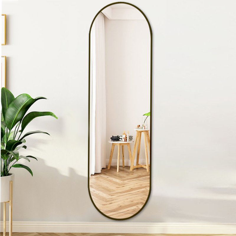 Modern Oval Metal Full Length Wall Mirror Black