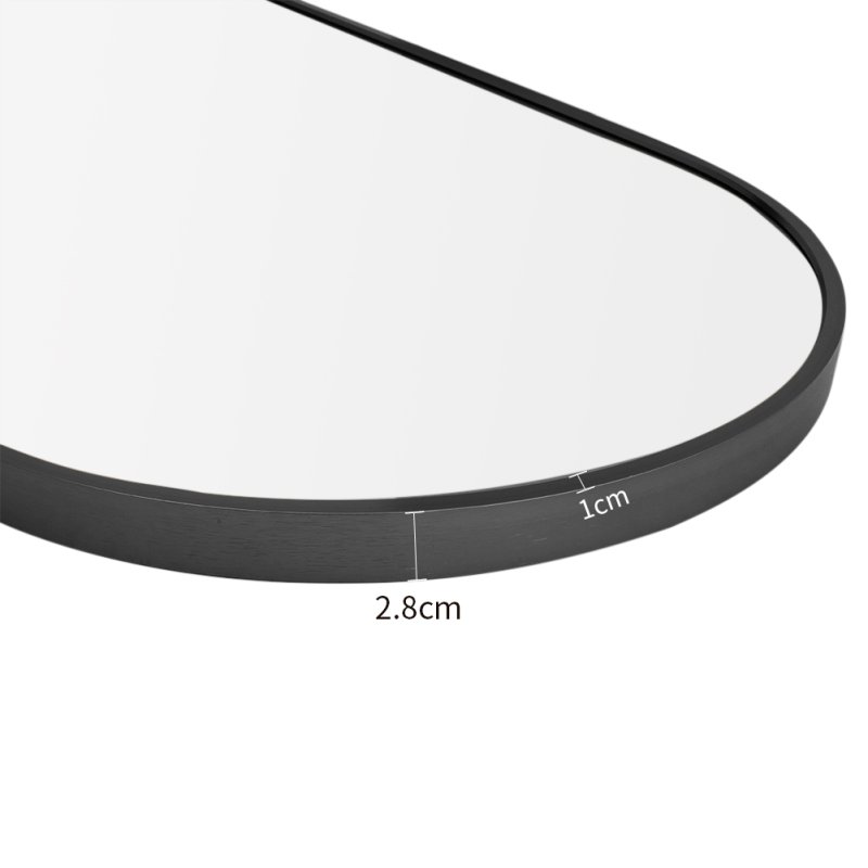 Modern Oval Metal Full Length Wall Mirror Black