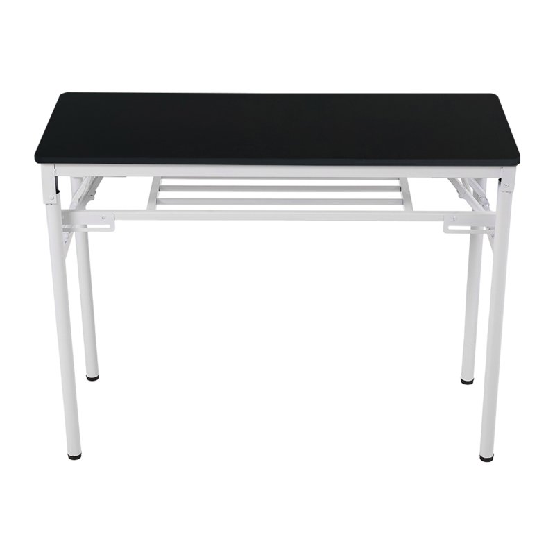Living and Home 2-Tier Folding Office Desk Foldable Writing Table-Black, 80x40cm