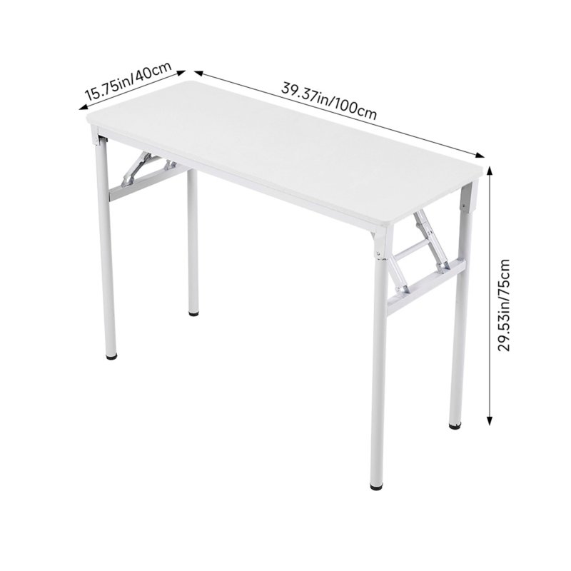 Living and Home Folding Office Desk Foldable Writing Table-White, 100x40cm