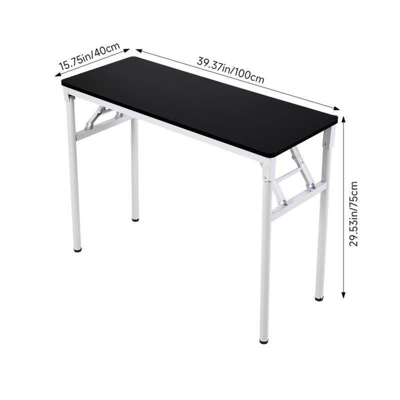 Living and Home Folding Office Desk Foldable Writing Table-Black, 100x40cm