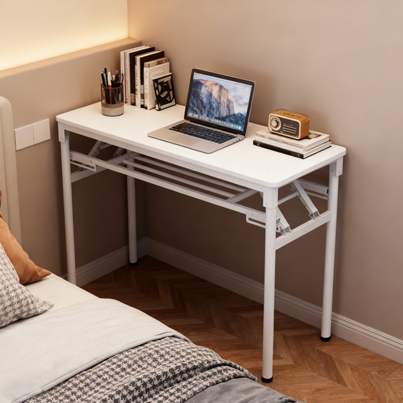 Living and Home 2-Tier Folding Office Desk Foldable Writing Table-White, 100x40cm