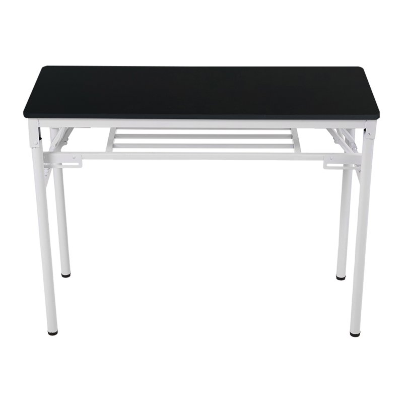 Living and Home 2-Tier Folding Office Desk Foldable Writing Table-Black, 100x40cm