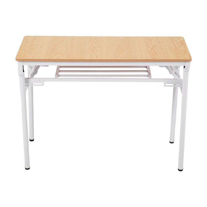 Living and Home 2-Tier Folding Office Desk Foldable Writing Table-Wood Color, 100x40cm