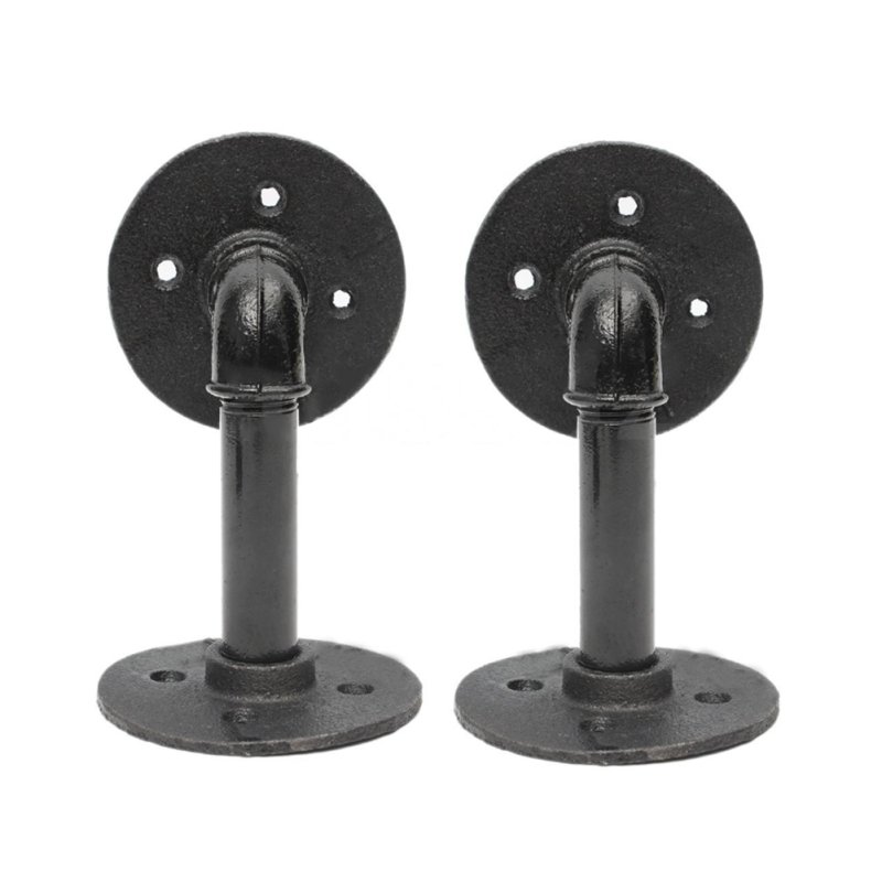 2-Pack Industrial Style Iron Pipe Shelf Brackets