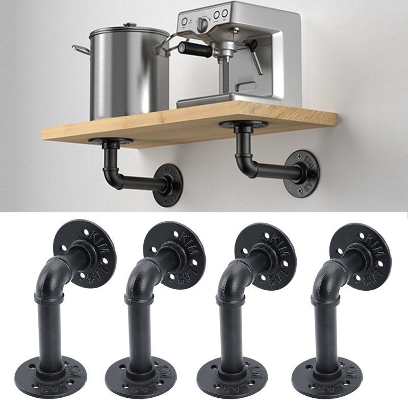 2-Pack Industrial Style Iron Pipe Shelf Brackets
