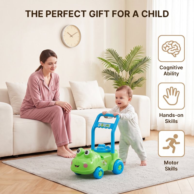 Living and Home Frog Design Baby Push Walker with Activity Centre