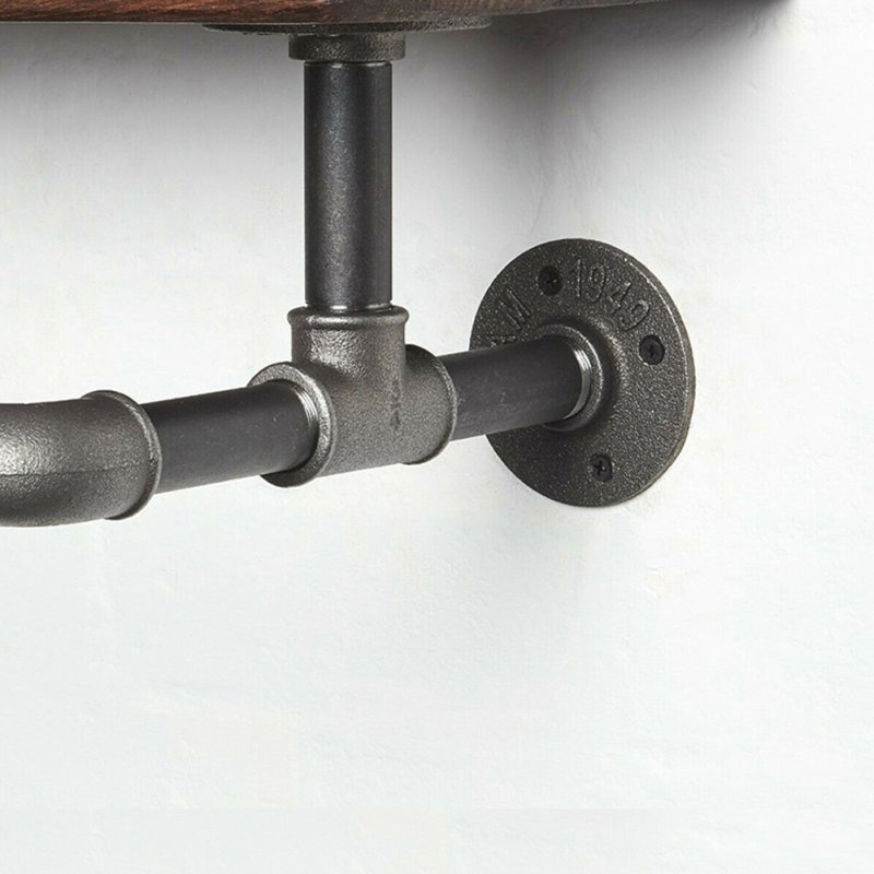 Wall Mounted Storage Shelf with Metal Pipe Towel Rack
