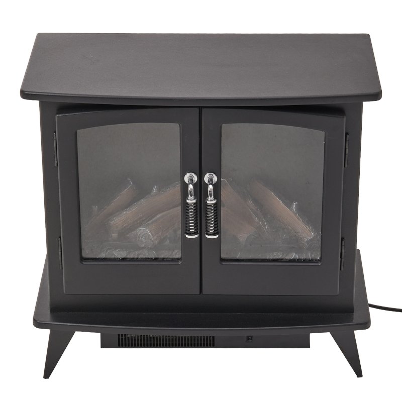  Freestanding Electric Fireplace Heater with Realistic Flame - 2000W, 40m2 Coverage, Adjustable Flame Color/Brightness, 1-9h Timer, Quiet & Safe