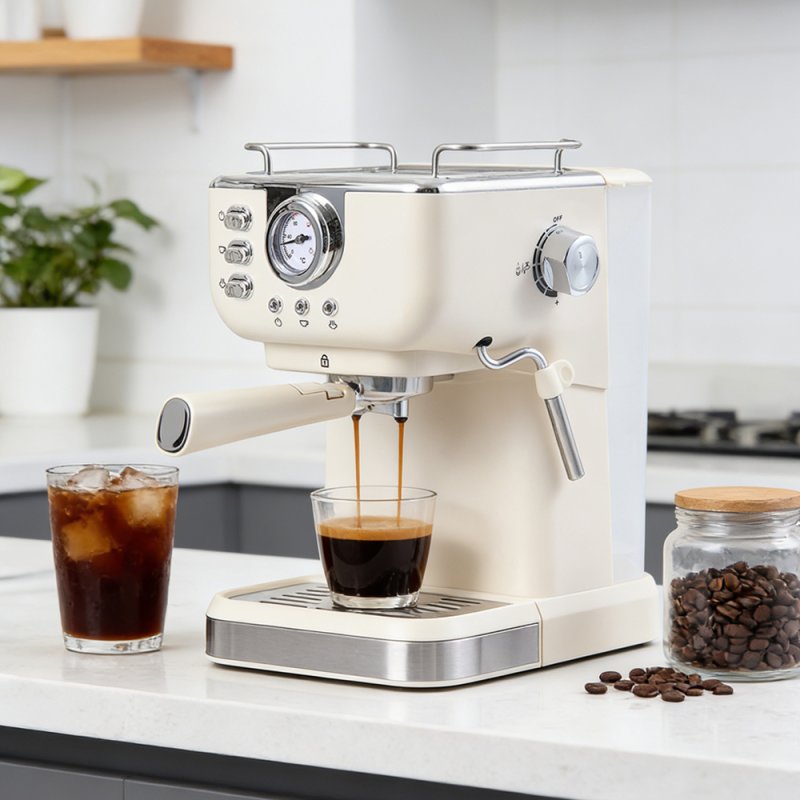 Retro Coffee Espresso Machine with Latte Milk Frother