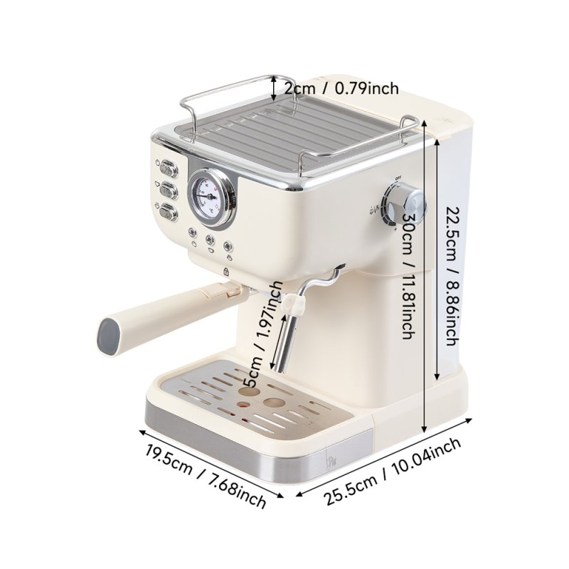 Retro Coffee Espresso Machine with Latte Milk Frother