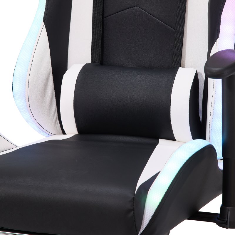 Living and Home Black White Ergonomic Gaming Chair with RGB Light & Massage Lumbar