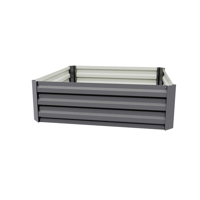 100cm W Square Galvanised Steel Raised Garden Bed Seedbed Planter Box, Grey