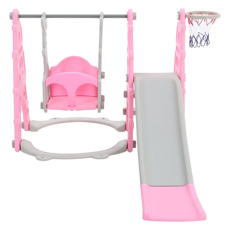 Kids Toddler Swing and Slide Set with Basketball Hoop