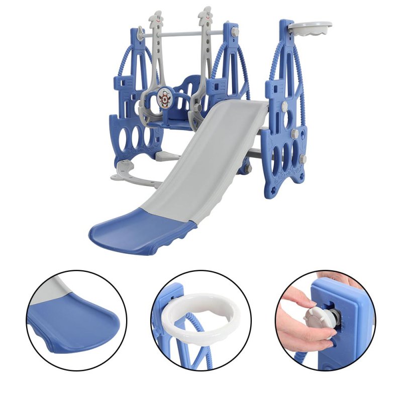 3 in 1 Toddler Slide, Swing and Climber Playset with Basketball Hoop