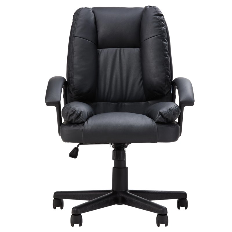 Living and Home Black PVC Leather Reclining Office Chair, Height Adjustable Swivel Desk Chair with 105° Rocking Function