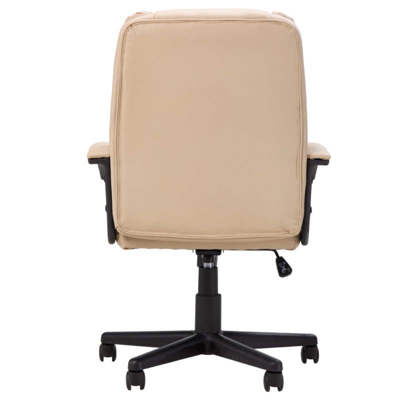 Living and Home Cream PVC Leather Reclining Office Chair, Height Adjustable Swivel Desk Chair with 105° Rocking Function