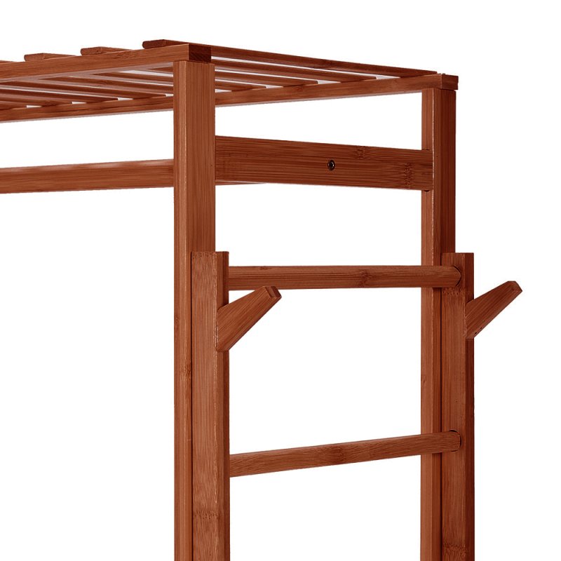 Wooden Clothes Rack Cabinet with Hooks