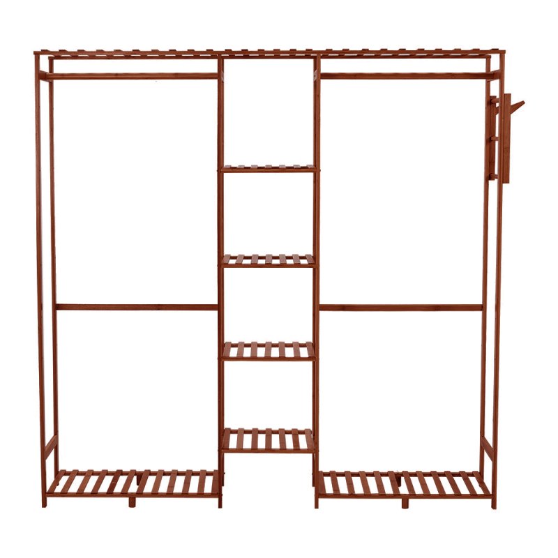 Wooden Clothes Rack Cabinet with Hooks