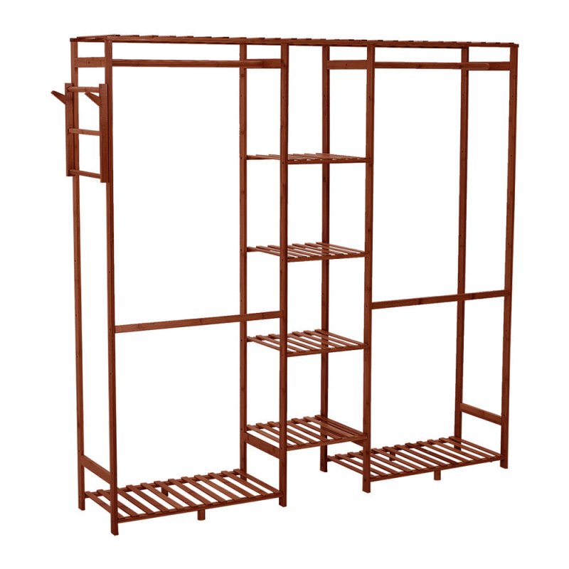 Wooden Clothes Rack Cabinet with Hooks