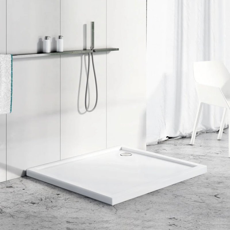 100x80×4cm Wetroom Rectangular Tray, White