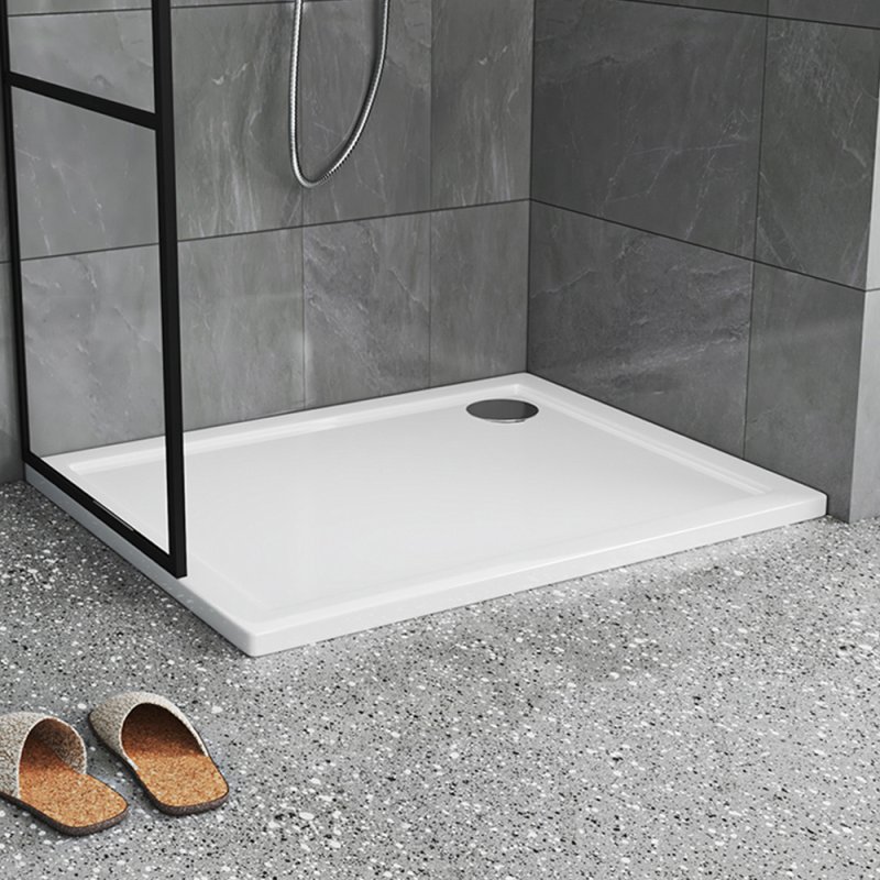 100x80×4cm Wetroom Rectangular Tray, White