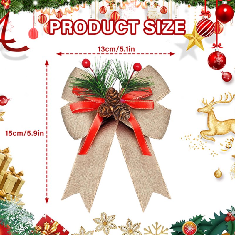 Premium 6-Pack Christmas Bows Adorned with Pine Cones and Green Needles